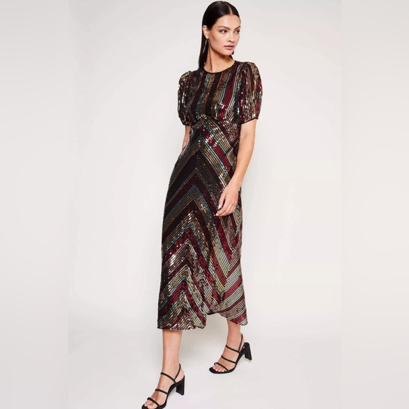 RIXO NEW Daisy Sequin Midi Dress Size US 12 - Picture 3 of 16